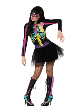 Disfraz Esqueleto Multicolor Mujer
