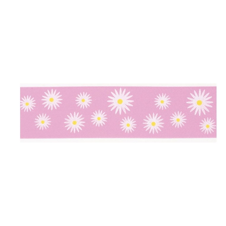 Cinta satinada Daisies pink 36mm (1 mts)