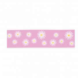 Cinta satinada Daisies pink 36mm (1 mts)