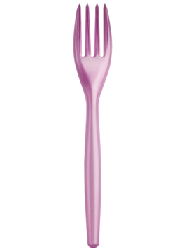 Juego de 20 tenedores de plástico en rosa perlado