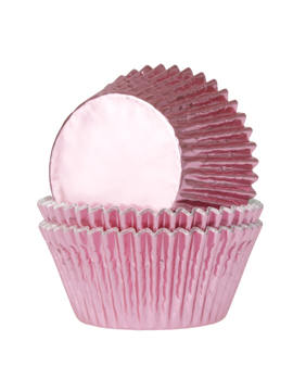 Set 36 mini cápsulas para cupcakes rosa claro brillante
