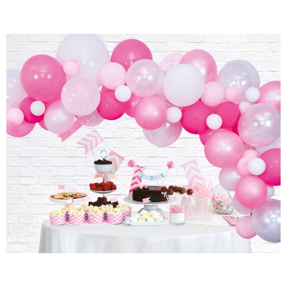 Arco de globos para fiestas en color rosa