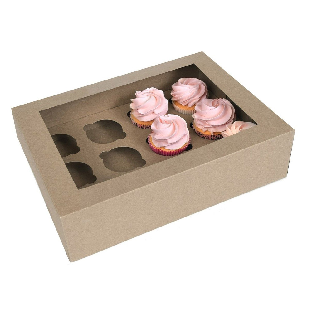 Caja para 12 Cupcakes Kraft 2 ud
