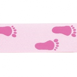 Cinta Satinada Pink Baby Feet (1 metro)