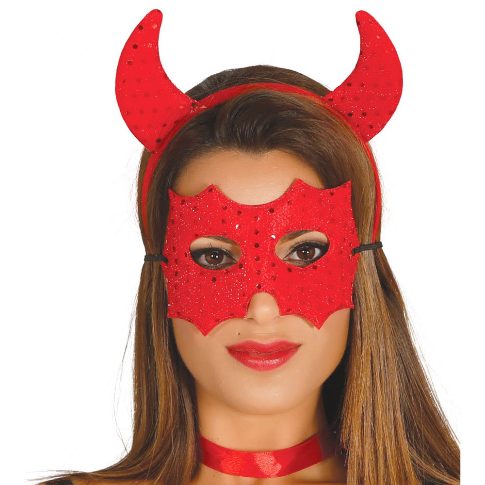 Conjunto Demonio Diadema y Máscara Roja