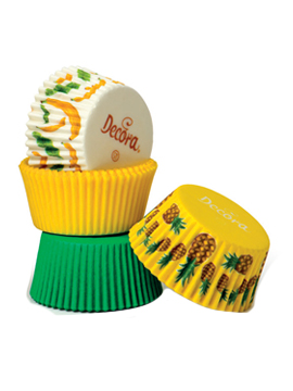 Set de 75 cápsulas para cupcakes con estampados y colores tropicales