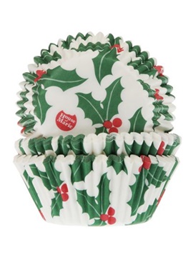 Cápsulas para cupcakes navideñas Holly & Berries