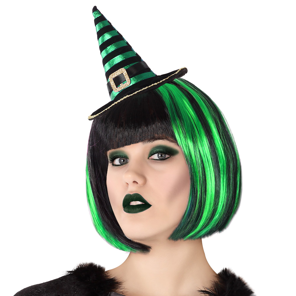 Capa Reversible de Bruja verde y negra para mujer