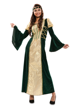 Disfraz Dama Medieval Verde y Dorado