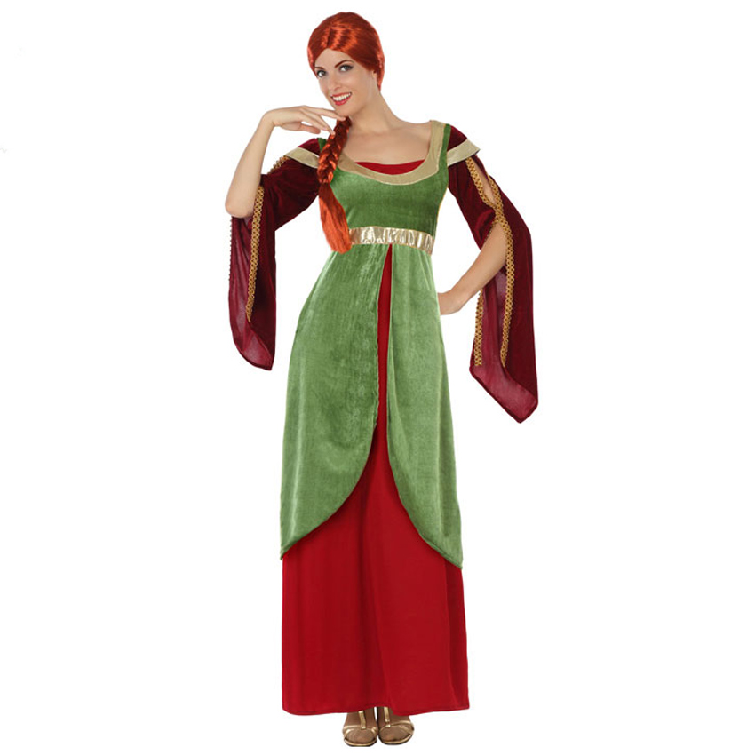 Disfraz Dama Medieval Verde y Rojo Adulto
