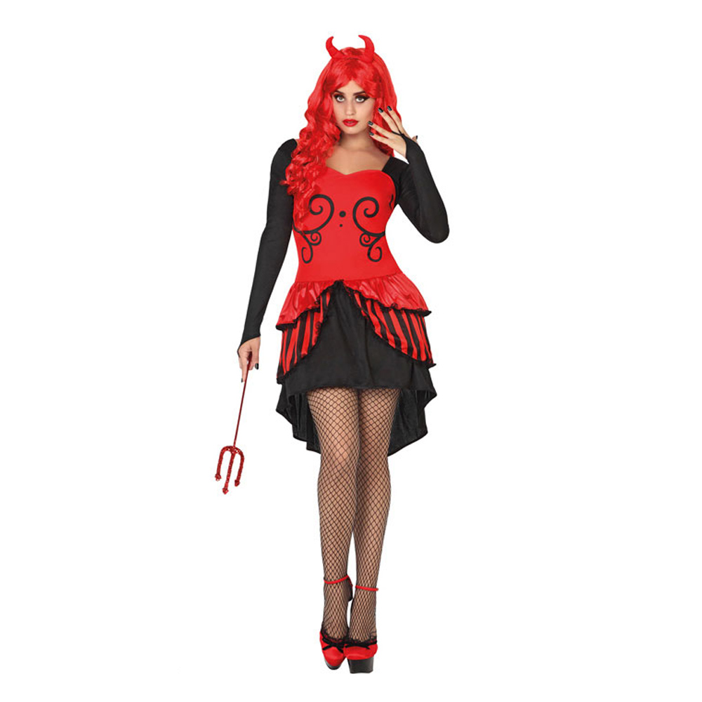 Disfraz de diablesa rojo y negro mujer Halloween: Disfraces