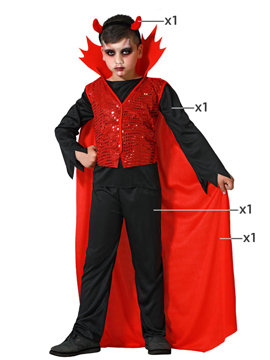 Disfraz Demonio Niño Lentejuelas Rojo