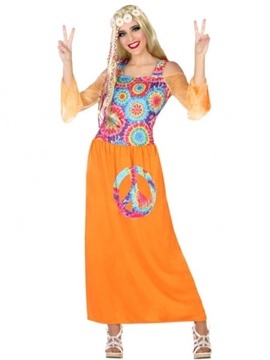 Disfraz Hippie Naranja Mujer