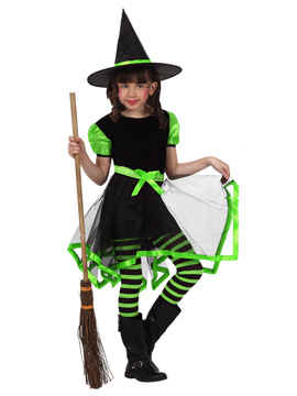 Disfraz Bruja Negro y Verde Infantil
