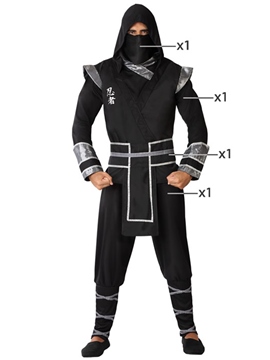 Disfraz Ninja Negro y Plata Adulto