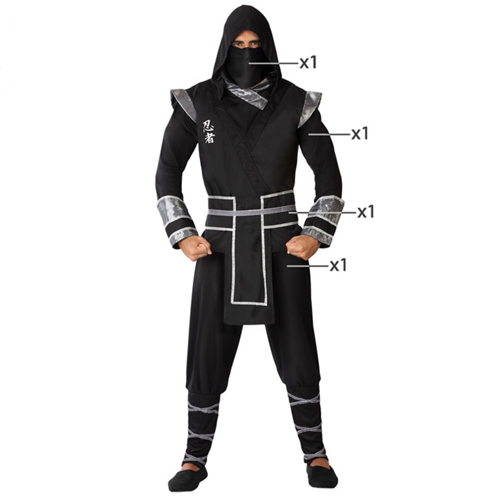 Disfraz de Ninja negro para hombre, traje negro que cubre la cara