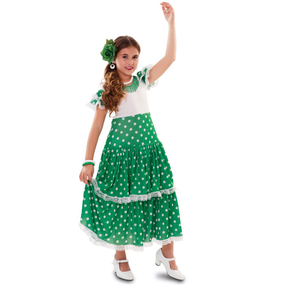 Disfraz Flamenca Verde y Blanco Infantil