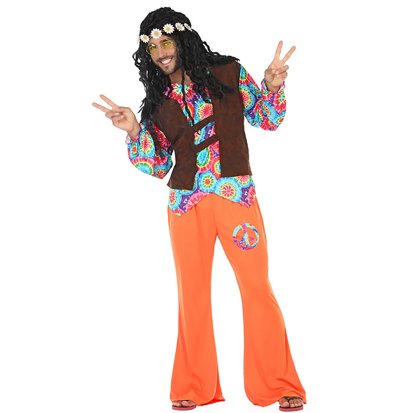 Disfraz Hippie Naranja Hombre】- ⭐Miles de Fiestas⭐ 24 H ✓