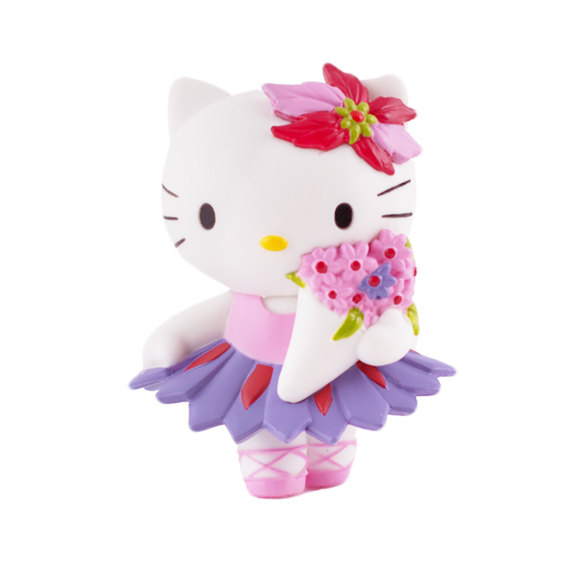 Figura para tartas Hello Kitty con ramo de flores - Miles de Fiestas