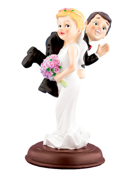 Figura decorativa tarta boda, pareja guiño 16 cm.