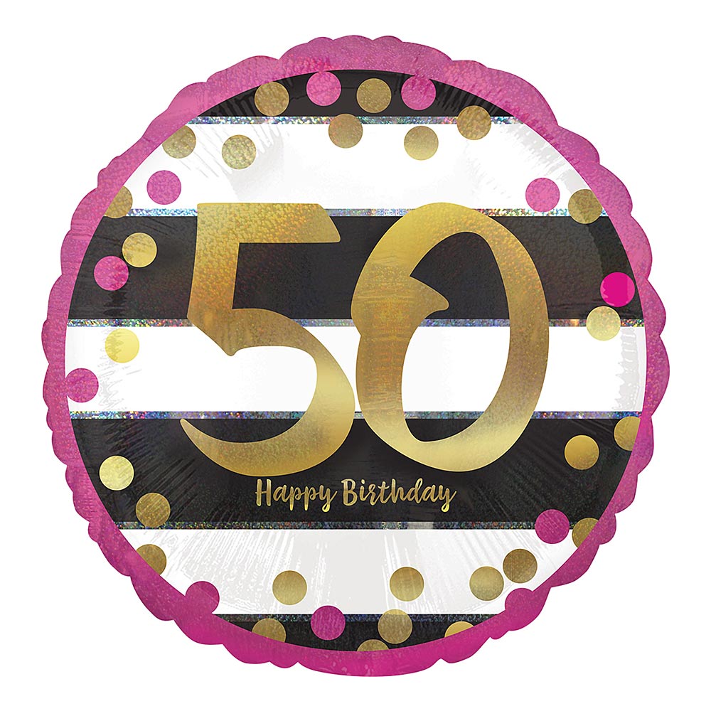 Globo de foil con forma redonda para 50 cumpleaños de Pink Sparkling