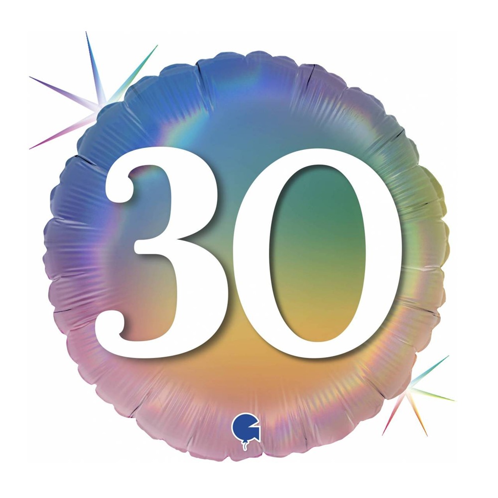 Globo de foil Holográfico 30 Cumpleaños
