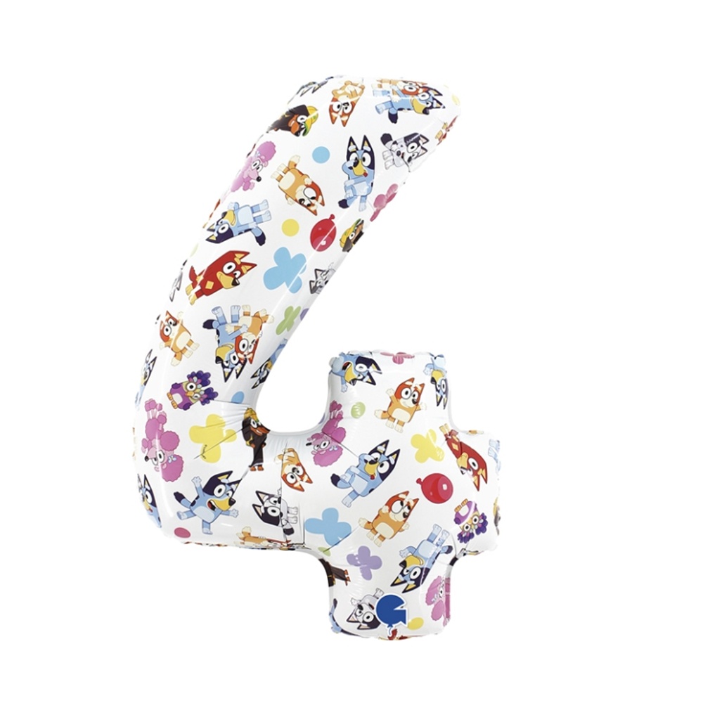 Globo Foil Bluey 4 Años 75 cm