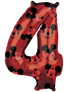 Globo Foil Nº 4 Rojo Mickey 66 cm