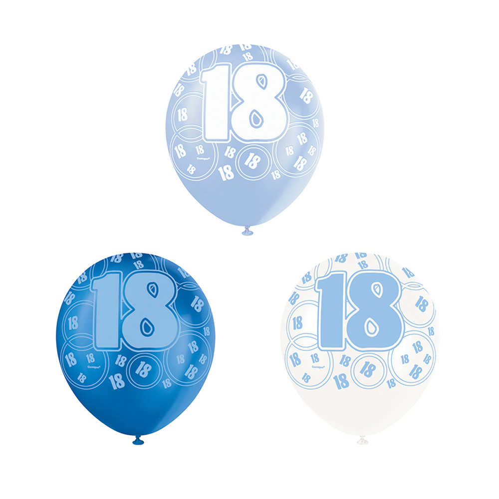 ▷ Set de 6 Globos 18 Cumpleaños Azul 30 cm- ⭐Miles de Fiestas⭐ - 24 H ✓