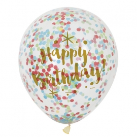Globos Happy Birthday con Confeti Multicolor