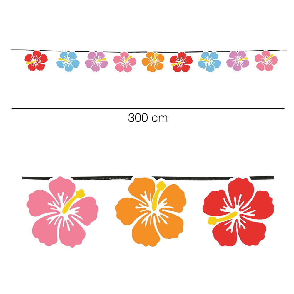 Guirnalda hawaiana con flores de colores de 3 m