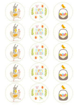 Juego 15 Impresiones Papel de Azúcar Logo Happy Easter A 5 cm