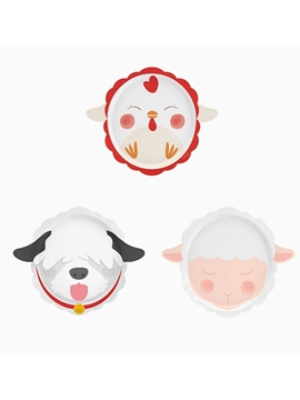 Juego 6 Platos Animales Granja 22 cm