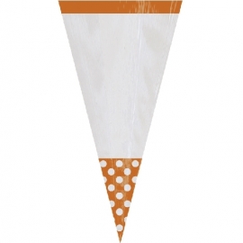 Juego de 10 conos para dulces Naranja y blanco