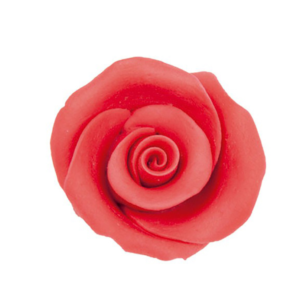Juego de 10 decoraciones de rosas de azúcar rojas de 5 cm
