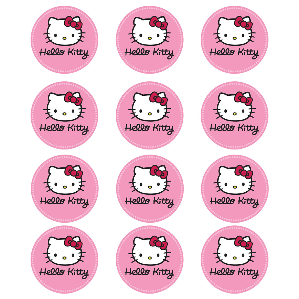 Juego de 12 Impresiones en Papel Comestible Hello Kitty Mod B