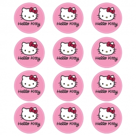 Juego de 12 Impresiones en Papel Comestible Hello Kitty Mod B