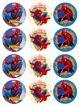 Juego de 12 Impresiones en Papel de Azúcar Spiderman
