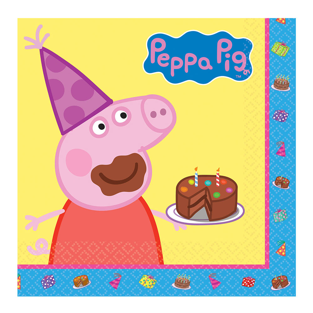 Juego de 16 Servilletas Peppa Pig Cumpleaños