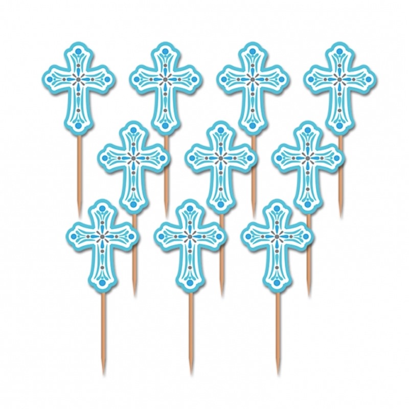 Juego de 36 cruces azules para decorar