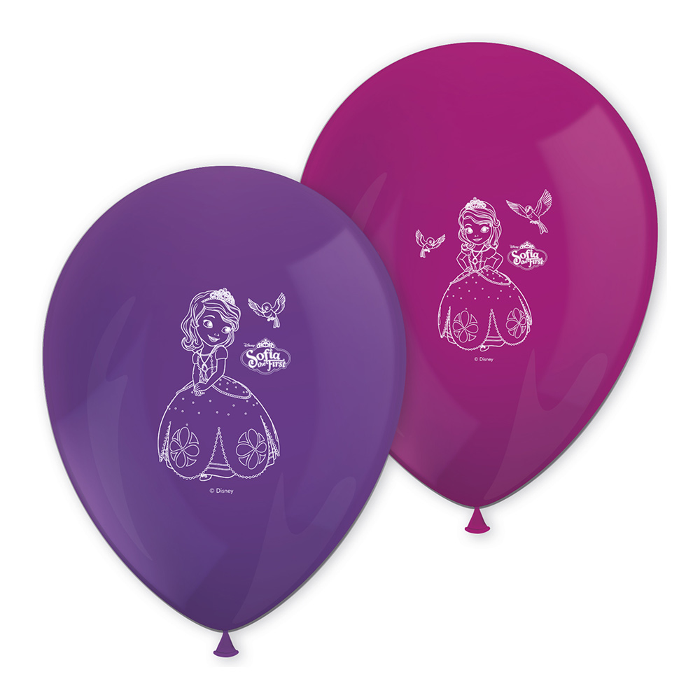 Juego de 8 globos en rosa y lila de Princesa Sofía de 27 cm