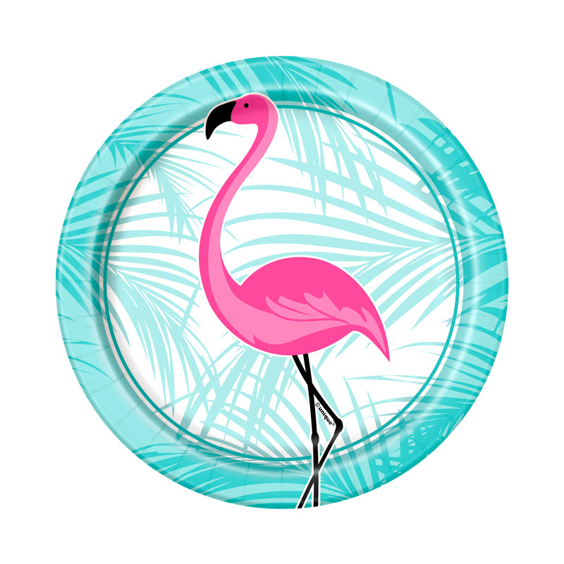 Juego de 8 Platos Flamingo Rosa 17cm
