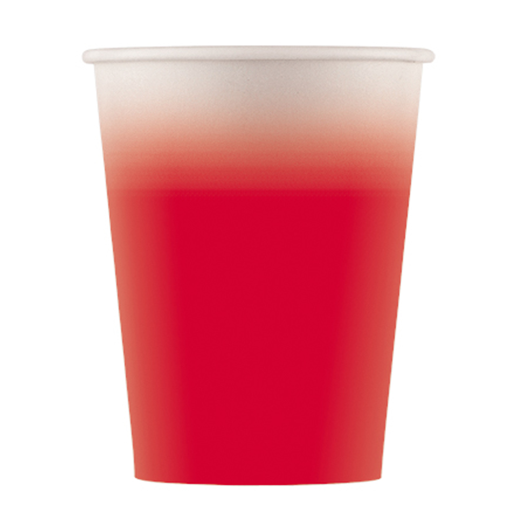 Juego de 8 vasos de papel rojo rosado de 200 ml