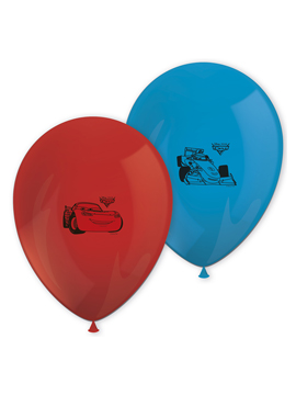 Juego de 8 globos de cars en tonos rojos y azules de 27 cm