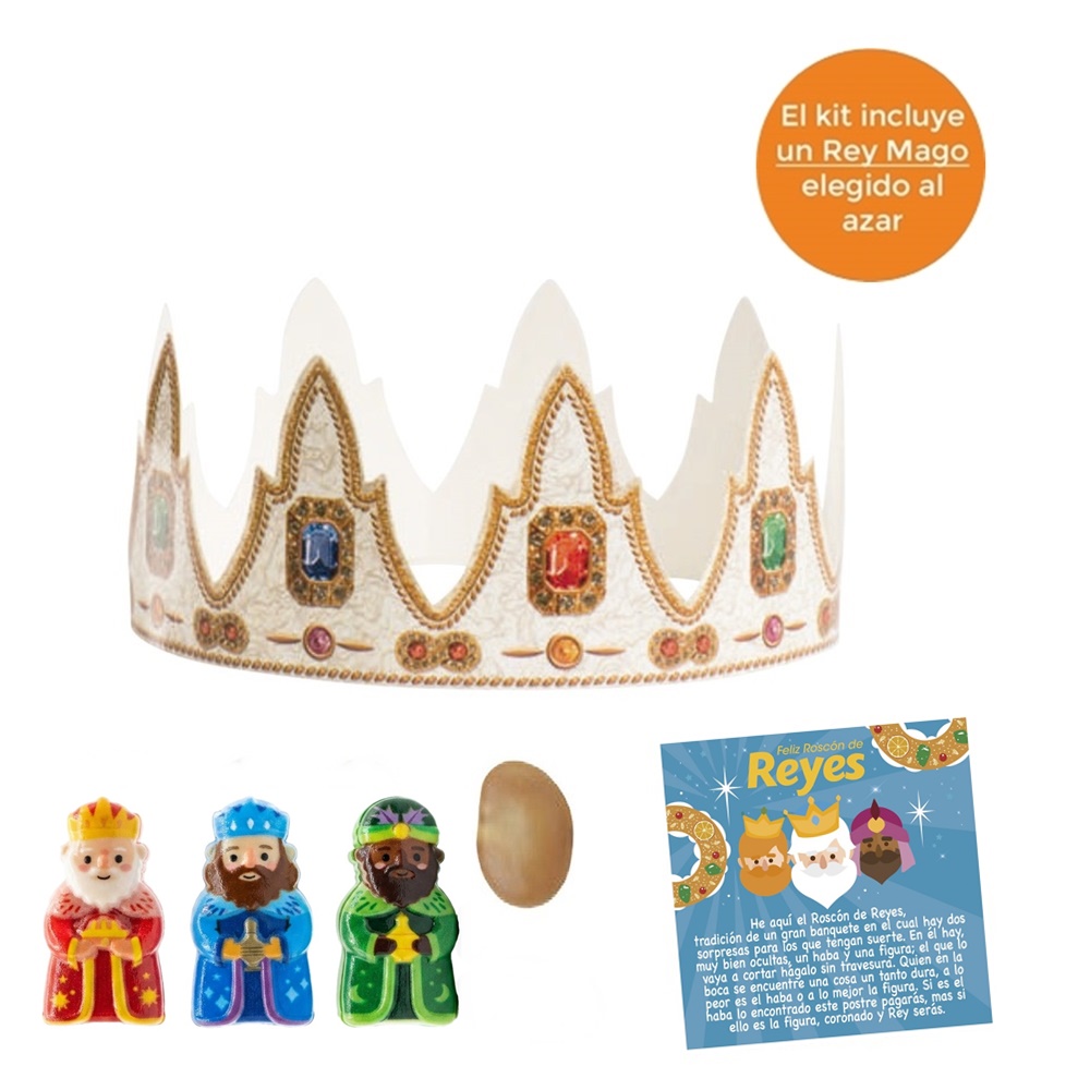 Kit Roscón de Reyes Nº 3 (Rey, haba, tarjeta y corona)