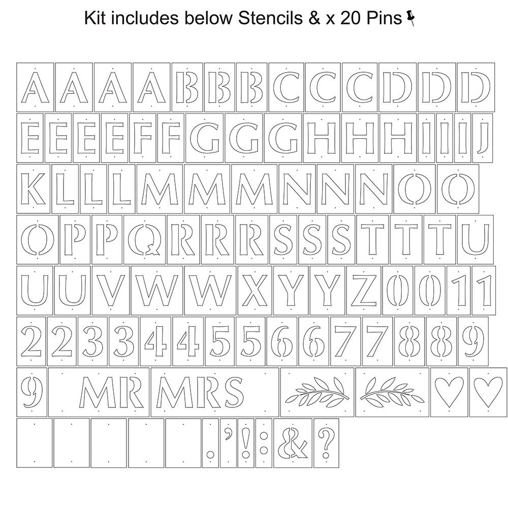 Kit Stencil con letras, figuras, símbolos y números