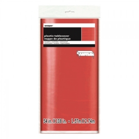 Mantel de Plástico Rectangular Rojo Metalizado 274 cm x 137 cm