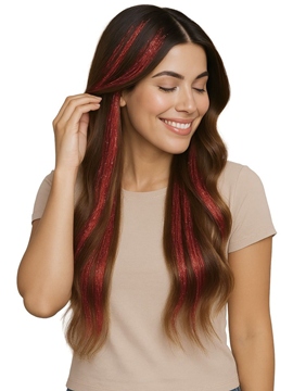 Mechones Rojos Brillantes 50 cm – Pack 3 uds