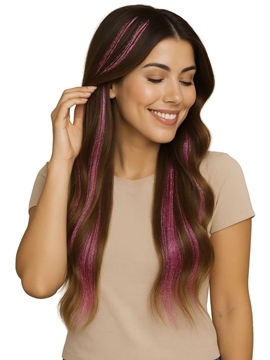 Mechones Rosas Brillantes 50 cm – Pack 3 uds