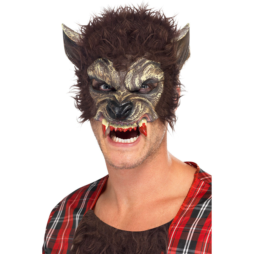 Máscara de lobo de Halloween, máscara de media cara de hombre lobo, máscara  de animal para mascarada, máscara de Halloween y cosplay (negro dorado